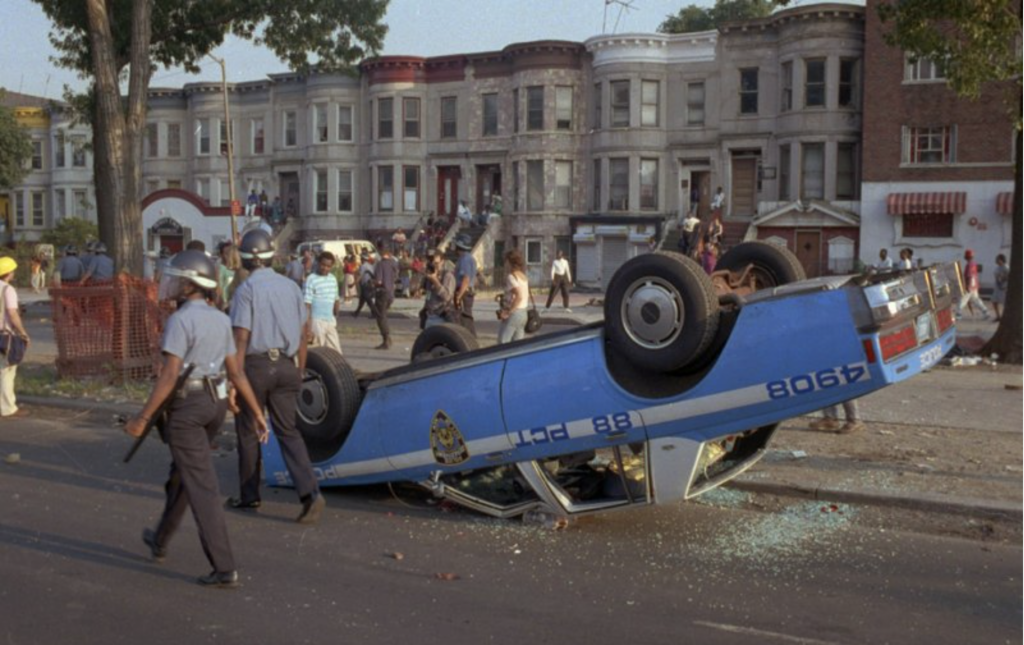 Photo of overturned car