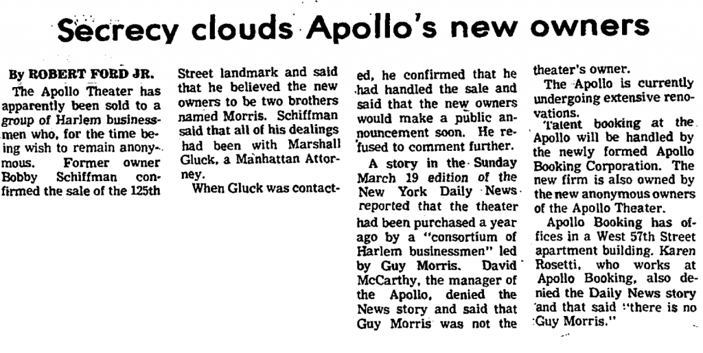 An article in the Mar. 25, 1978 edition of the New York Amsterdam News. 