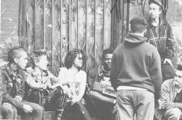 Ben (second from left) with members of the Lower East Side punk scene.